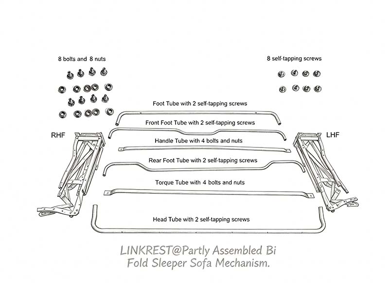 How to assemble 2 fold sofa bed mechanism with partly assembly version